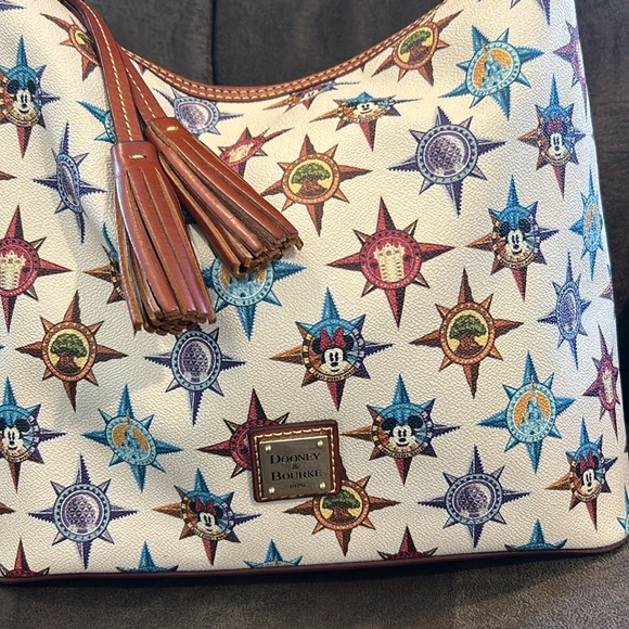 Dooney and Bourke Disney’s passport pattern satchel gently used zipper closure - Picture 2 of 11